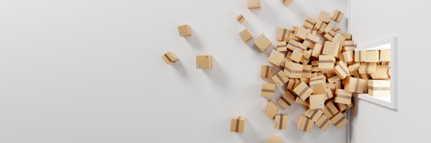 无限纸箱运输箱，物流行业概念，3d渲染插画图片下载