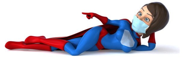 一个带面具的卡通人物的3D插图图片下载