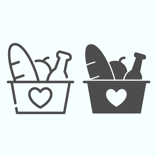 捐赠产品系列和固体图标杂货店图片下载