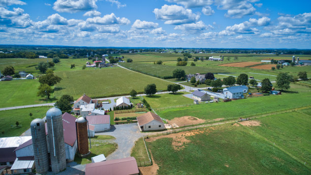 阿米什农舍的鸟瞰图图片下载