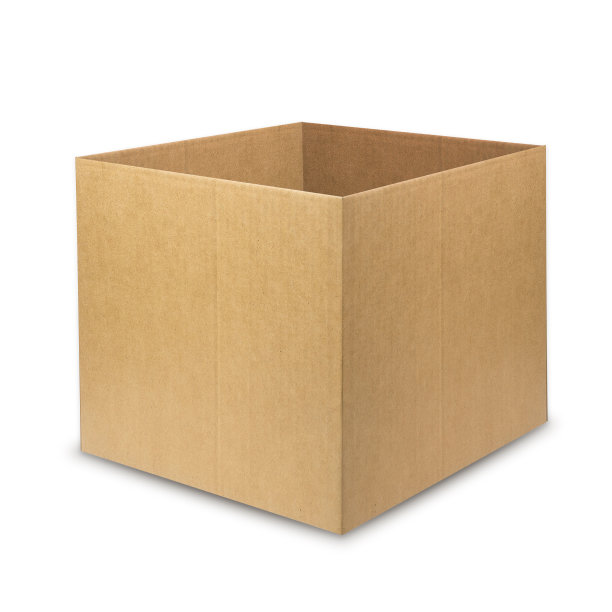 模拟棕色纸盒孤立在白色背景。广场形象图片下载