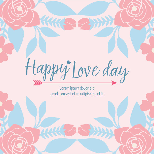 浪漫快乐爱情日贺卡设计图片下载