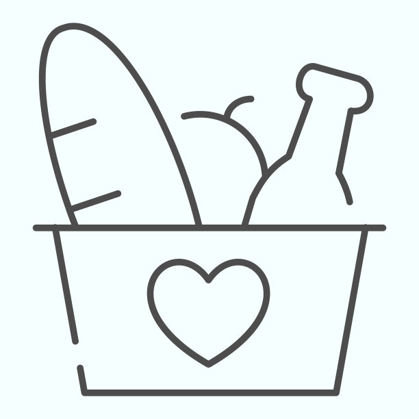 捐赠产品细线图标杂货篮子图片下载