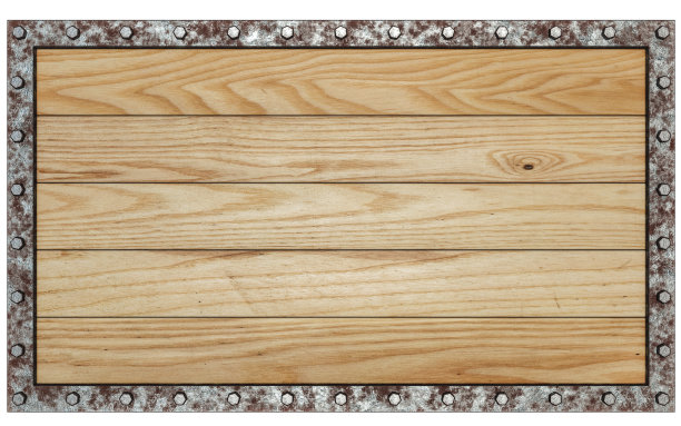 带有生锈金属框架的木板。三维渲染图片下载