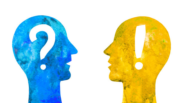 图形水彩绘画。问题的答案。问号，感叹号图片下载