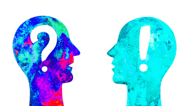 图形水彩绘画。问题的答案。问号，感叹号图片下载