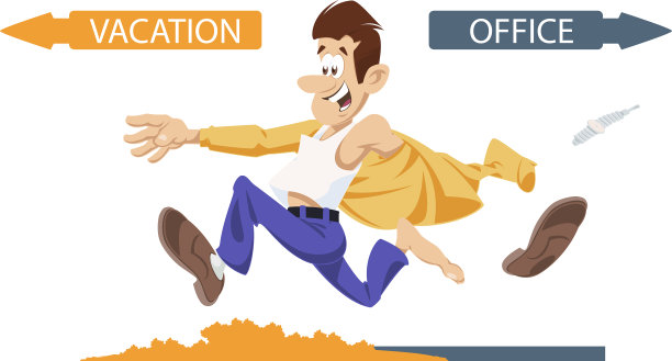 卡通愉快的商人从办公室跑出来图片下载