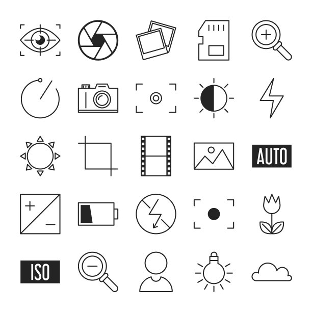 摄影线条图标收藏图片下载