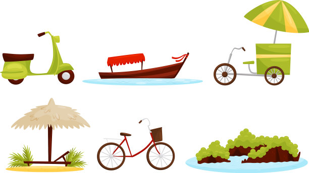 亚洲度假胜地和都市假日符号图片下载