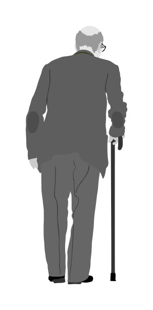 老爷爷穿着西装，拄着拐杖走路图片下载