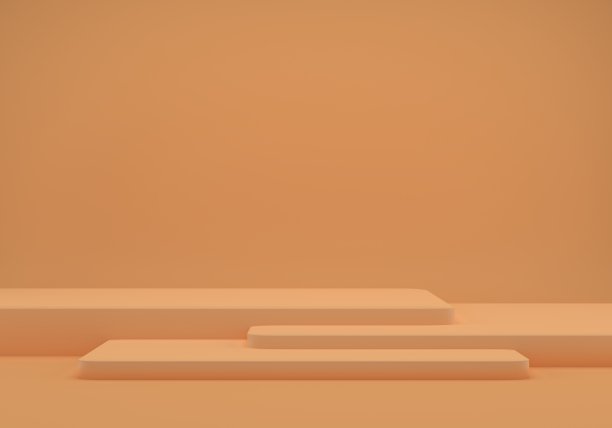 3d渲染工作室与几何形状，讲台在地板上。产品展示平台，模拟背景。图片下载