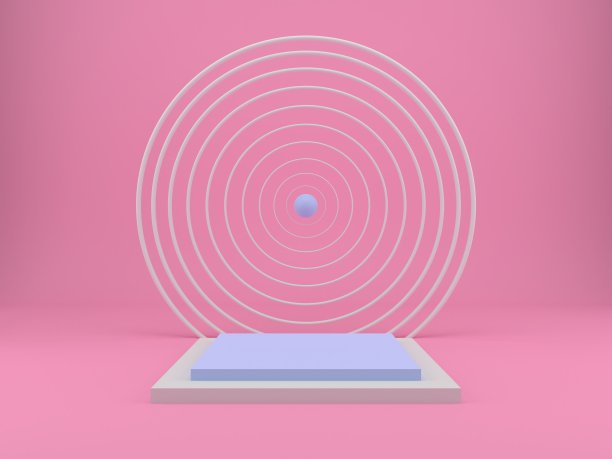 3d渲染工作室与几何形状，讲台在地板上。产品展示平台，模拟背景。图片下载