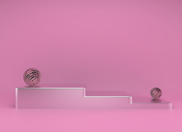 3d渲染工作室与几何形状，讲台在地板上。产品展示平台，模拟背景。图片下载