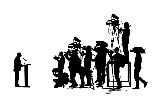 政客发言反对记者的剪影图片下载
