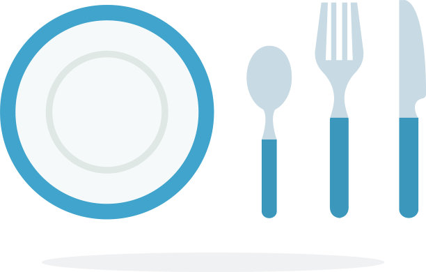 勺，匙，叉，刀，盘子用蓝色图片下载