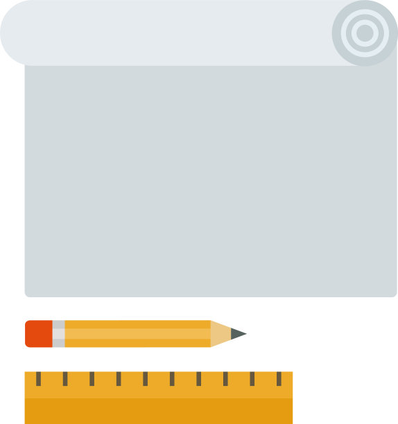 纸卷用铅笔和标尺标平图片下载