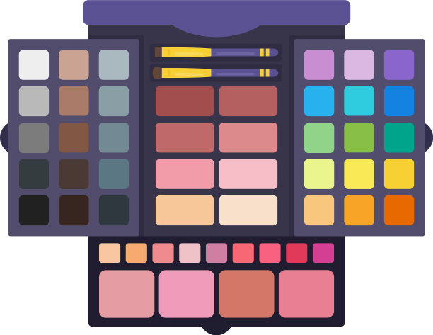 调色板阴影和腮红平面孤立图片下载