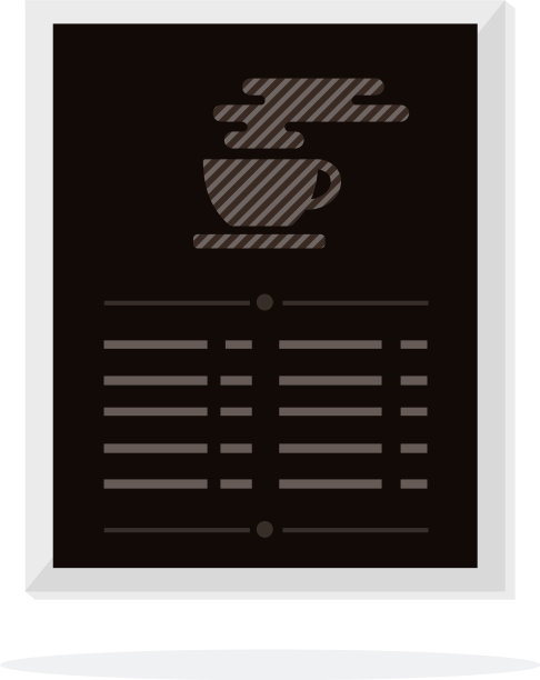 酒吧和咖啡馆菜单平坦孤立图片下载