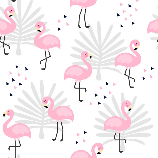 火烈鸟可爱无缝图案图片下载