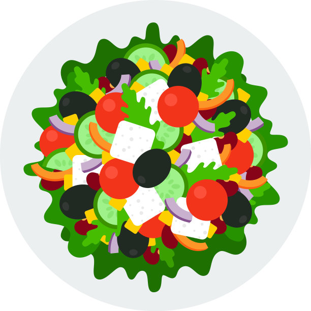 蔬菜沙拉与羊乳酪图标平坦图片下载