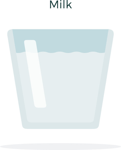 牛奶在玻璃中扁平隔离图片下载