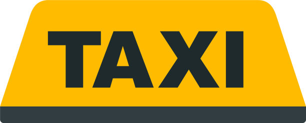 出租车标志与出租车标志图标平坦图片下载
