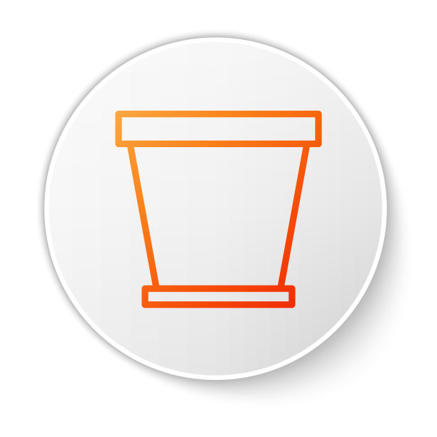 橙色线花盆图标孤立在白色图片下载