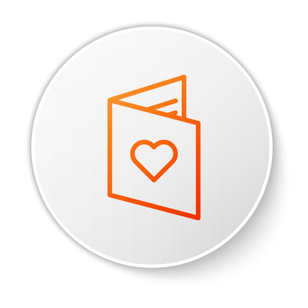 带有心形图标的橙色线情人节传单图片下载