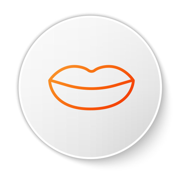 橙色线微笑的嘴唇图标孤立在白色图片下载
