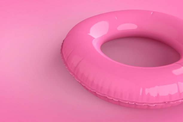 3d渲染充气粉色游泳环孤立在粉红色背景库存照片图片下载