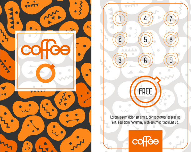 万圣节气氛下的忠诚咖啡卡模板图片下载
