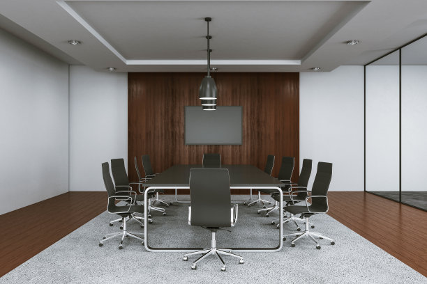 当代会议室室内与空白电视屏幕图片下载