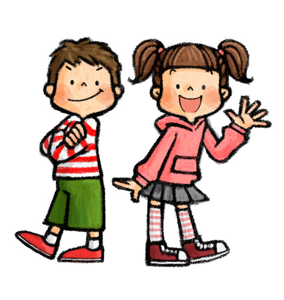 儿童站立插图一套(双，全长)图片下载