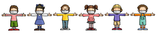 儿童站立插画(伸开双臂，全身，戴着面具)图片下载