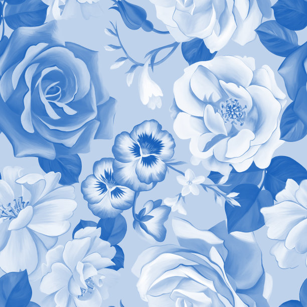 大玫瑰花蕾无缝图案。单色的背景。图片下载