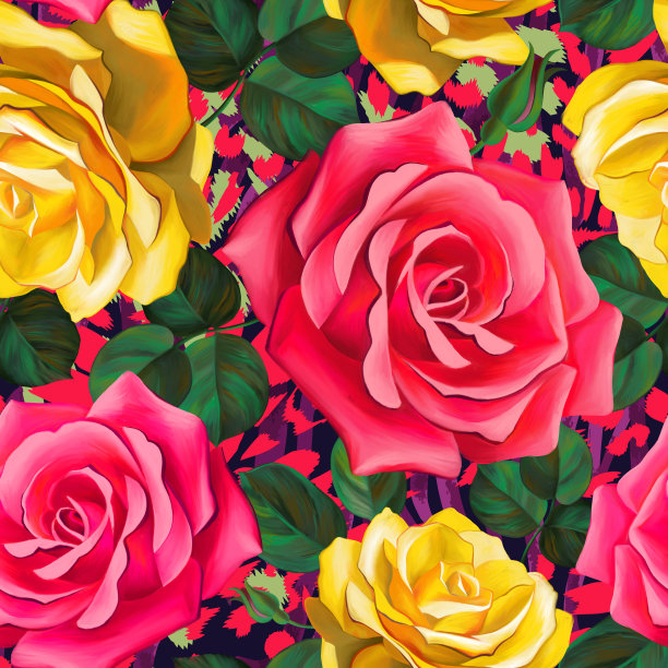 大玫瑰花蕾无缝图案。花的背景。图片下载