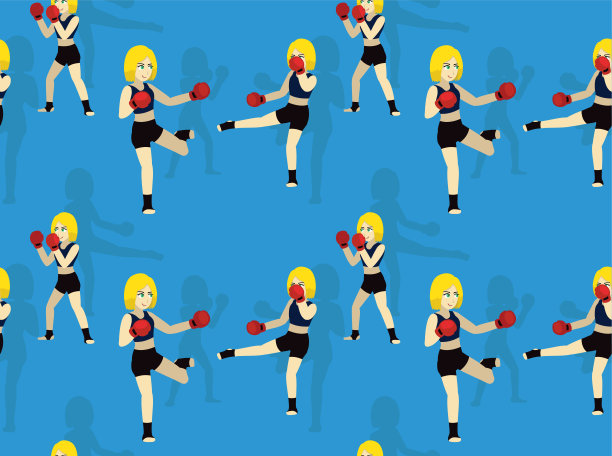 漫画拳击低踢矢量无缝背景壁纸01图片下载