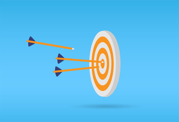 目标箭头平面图标。箭击中目标。经营理念。图片下载