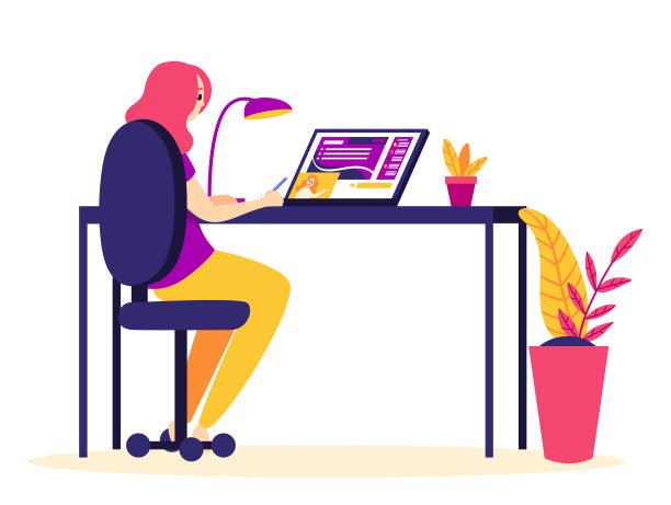 一位女士正在用笔记本电脑观看网络研讨会。远程教育的概念。自由职业者的讲座。图片下载