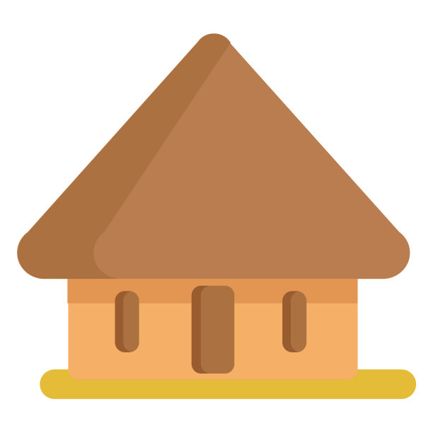 非洲稻草小屋，棕色，孤立在白色上图片下载