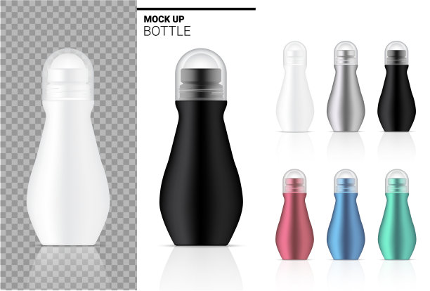 3D香体瓶模拟逼真的化妆品护肤产品在白色背景插图。医疗保健和医疗概念设计。图片下载