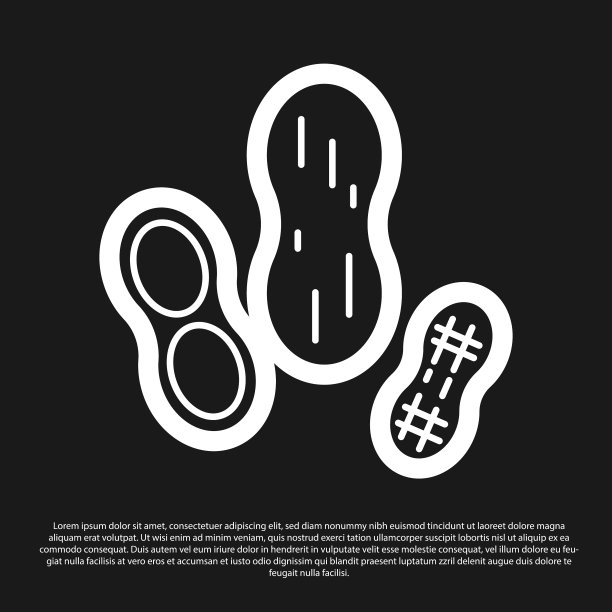 黑色花生图标孤立在黑色背景图片下载