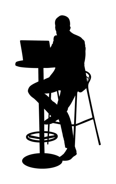 专业人士在研究笔记本电脑的轮廓图片下载