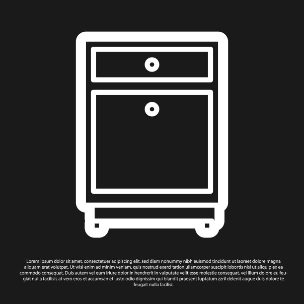 黑色家具床头柜图标孤立在黑色上图片下载