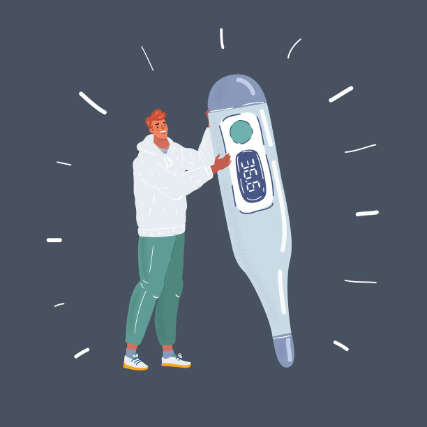 一个人拿着一个大温度计站在那里图片下载