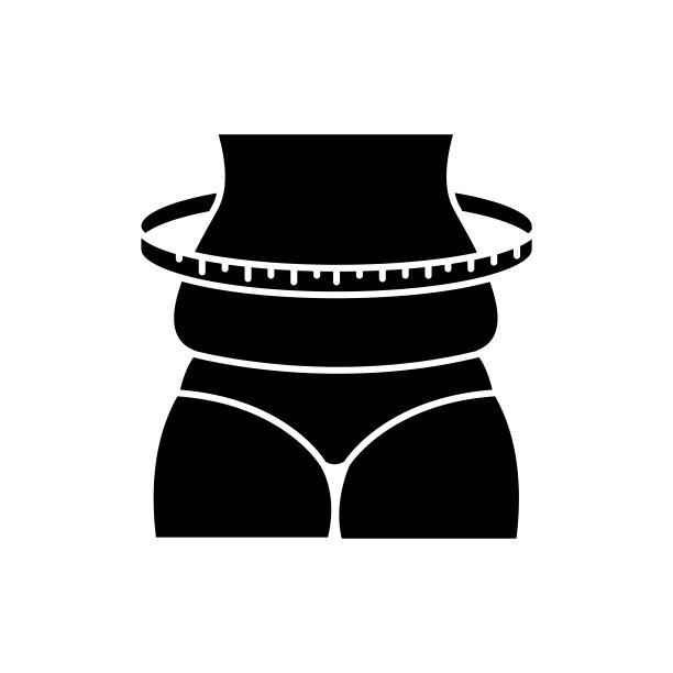 改变权重的字形图标。超重女性身体。腹部和大腿有脂肪团。增加体重。Predmenstrual综合征症状。轮廓的象征。负空间。向量孤立的插图图片下载