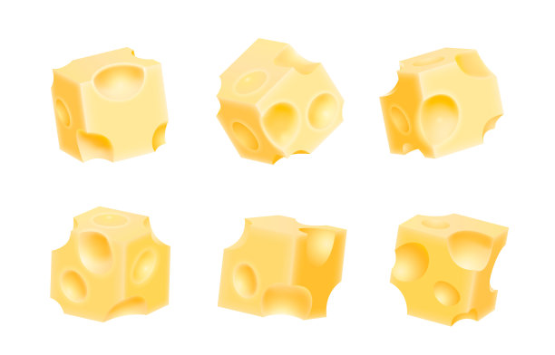 奶酪方块套装，食物物体白色背景。图片下载