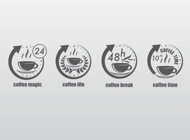 咖啡时间灰色符号设置图片下载