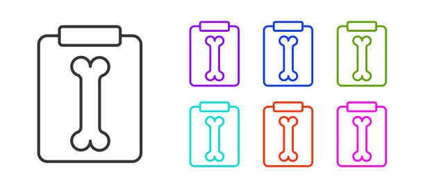 黑线x射线照片图标孤立在白色背景。设置图标丰富多彩。矢量图图片下载