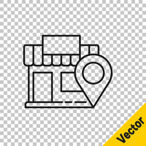 黑线位置与商店图标隔离在透明的背景。矢量图图片下载